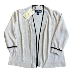 Seven Manor NYC beige open-front sweater with 3/4 length sleeves small cardigan​